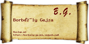Borbély Gejza névjegykártya