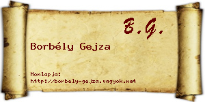 Borbély Gejza névjegykártya